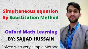 Simultaneous Equations // Substitution Method // Step by Step // Very Easy Method// With Example