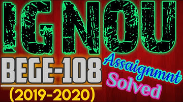 IGNOU  BEGE-108 English Solved Assignment 2019-20