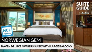 NCL Gem | Haven Deluxe Owner's Suite with Large Balcony Tour & Review 4K | Norwegian Cruise Lines