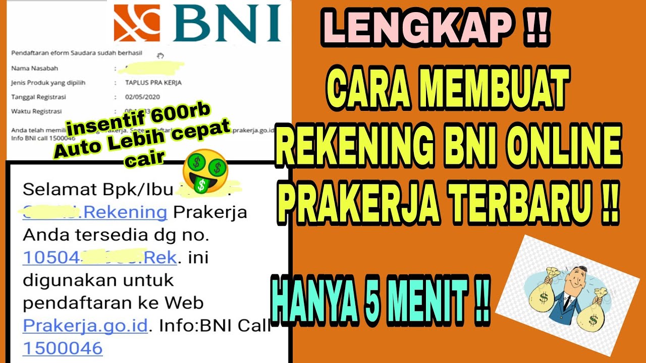 Terbaru Cara Membuat Rekening Bni Online Prakerja Youtube