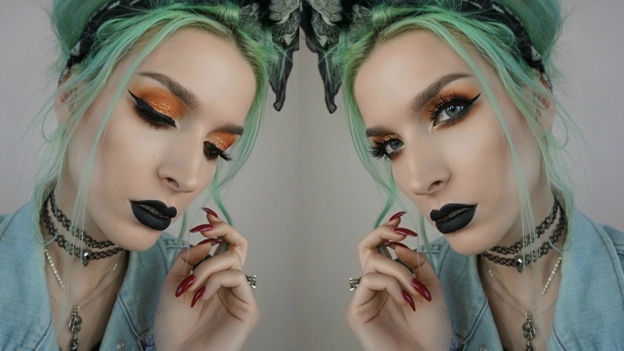 Orange Glitter Makeup Tutorial