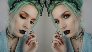 Orange Glitter Makeup Tutorial