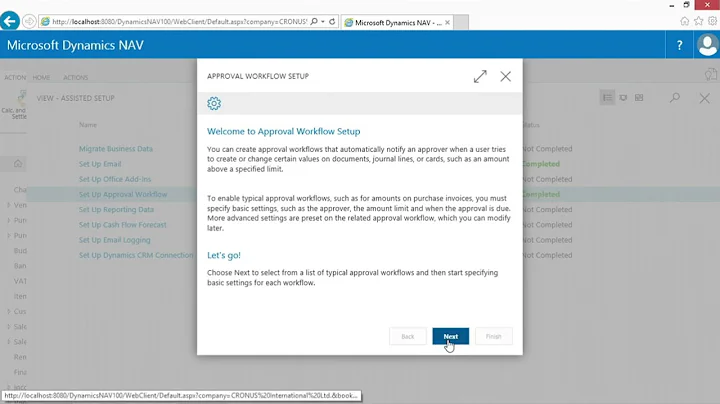 Dynamics NAV - M10-04 Set up Approval Workflows using Assisted Setup