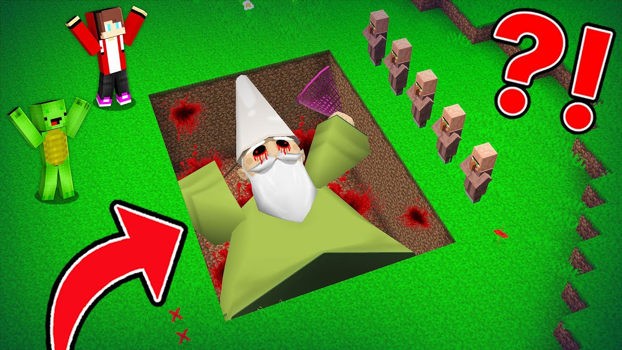 JJ and Mikey Found BURIED GREEN WIZARD GNOME DEAD in Minecraft Maizen!
