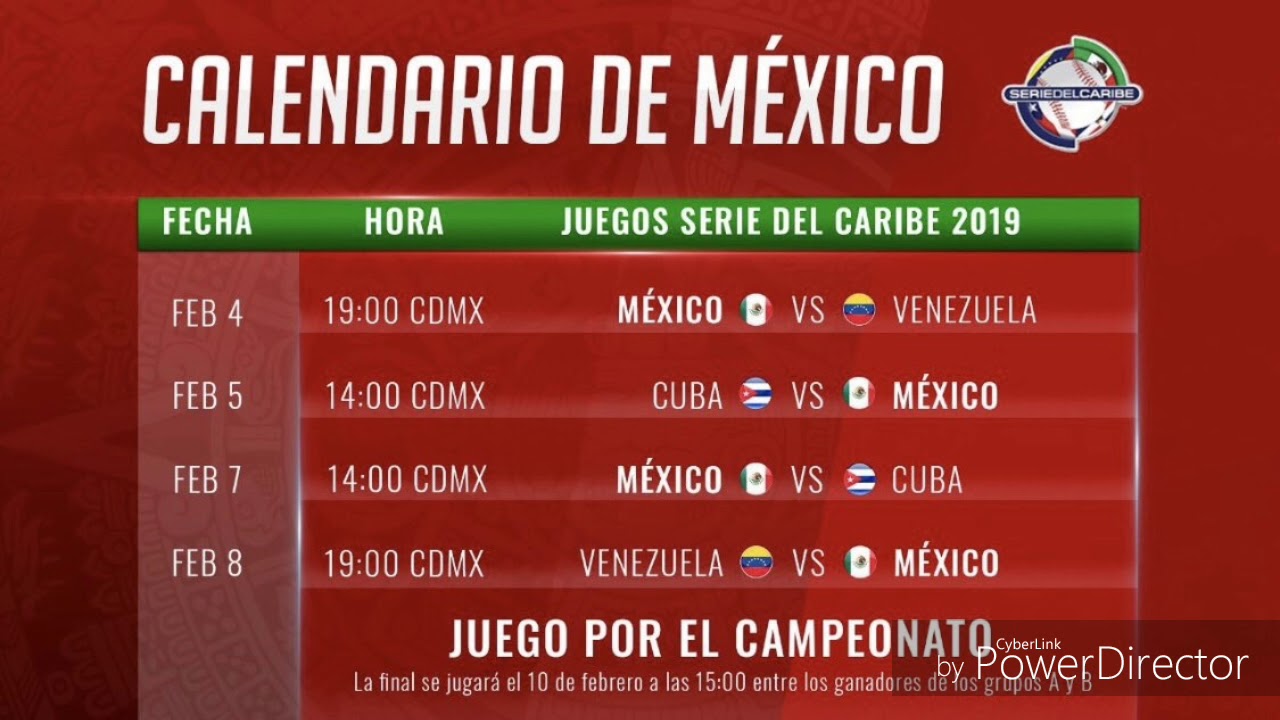 Calendario de juegos de mexico en la serie del Caribe, link para ver en
