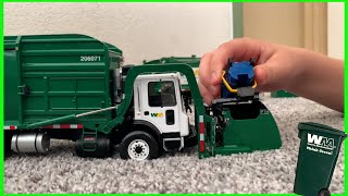 Roman's New Toy Waste Management Curotto-Can First Gear Garbage Truck | Video For Kids