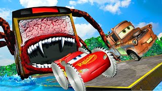 Epic Battle Big & Small Lightning McQueen vs Pixar Cars with Big Wheels vs BUS EATER | BeamNG.Drive