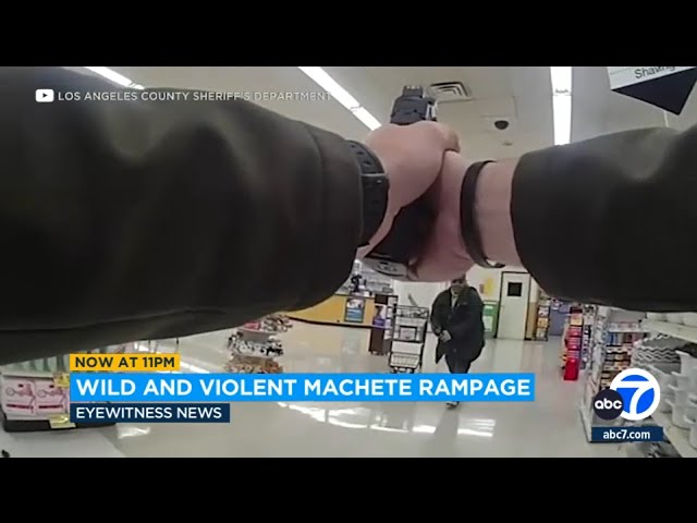 Video shows deputies fatally shoot man with machetes at Lancaster store class=