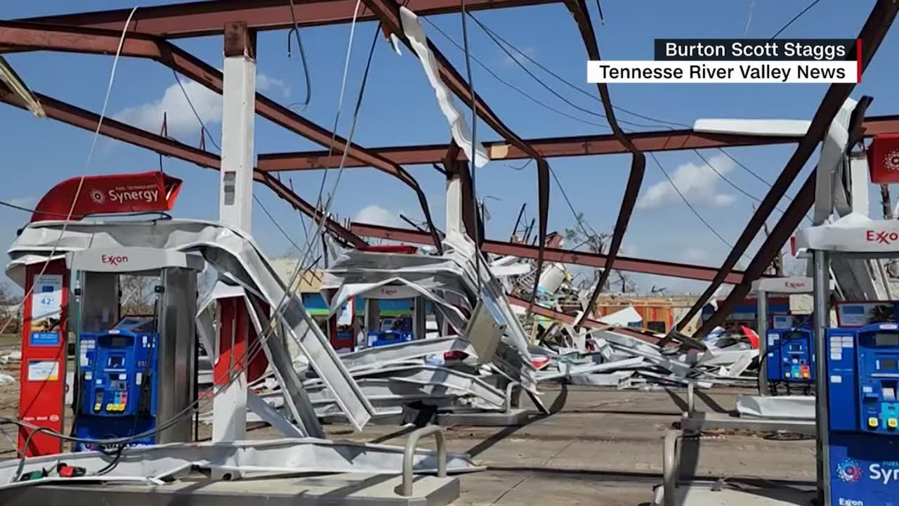 Tornado destroys gas station in Amory, MIssissippi YouTube