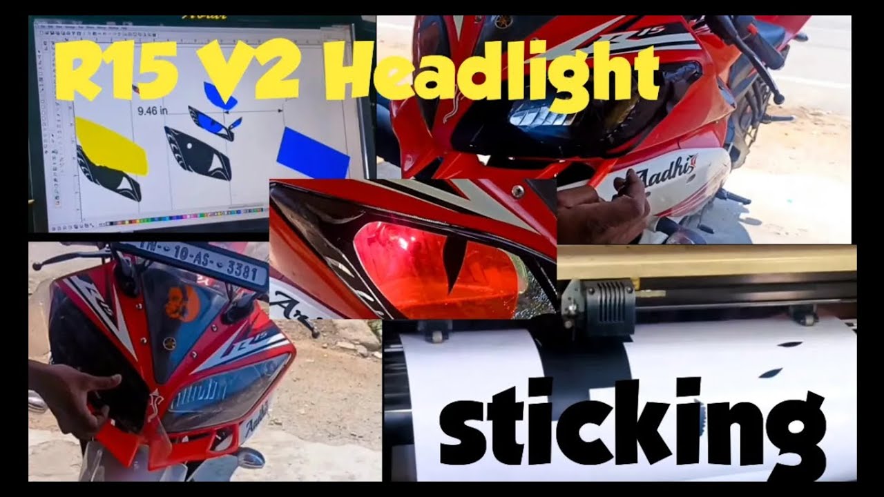 YAMAHA R15 HEADLIGHT STICKERING MODIFICATION || R15 V2 MODIFICATION| @rs200_motovibe 