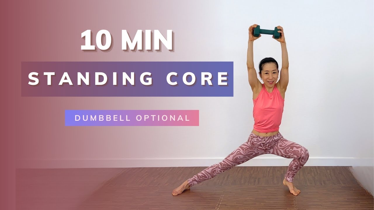 10 MIN Standing Abs + Core | No repeat, Low impact Dumbbell workout ...