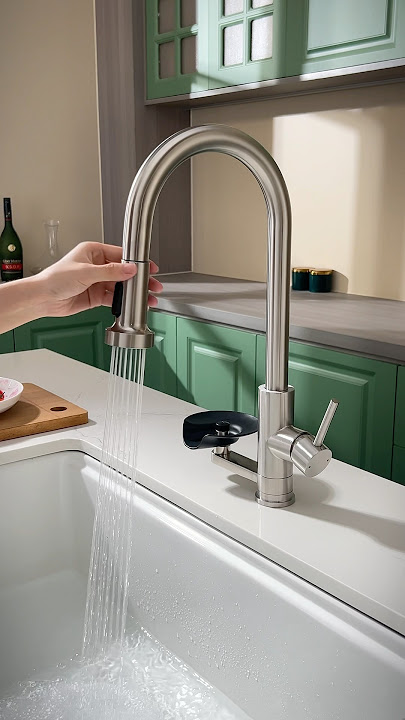 2-in-1 Stainless Steel Kitchen Faucets with Glass Rinser #decoration #kitchen #faucet #design #decor