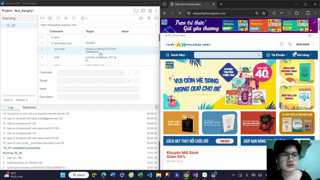 Hướng Đẫn Sử dụng selenium IDE kiểm thử tự động chức năng Đăng Ký cho WEB
