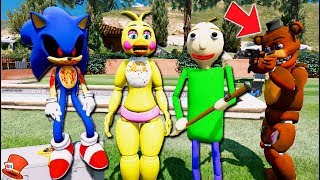 TOY CHICA MARRIES BALDI & SONIC.EXE! ANIMATRONIC WEDDING! (GTA 5 Mods FNAF RedHatter)