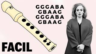 ADELE SKYFALL, easy flute recorder, tutorial,animation