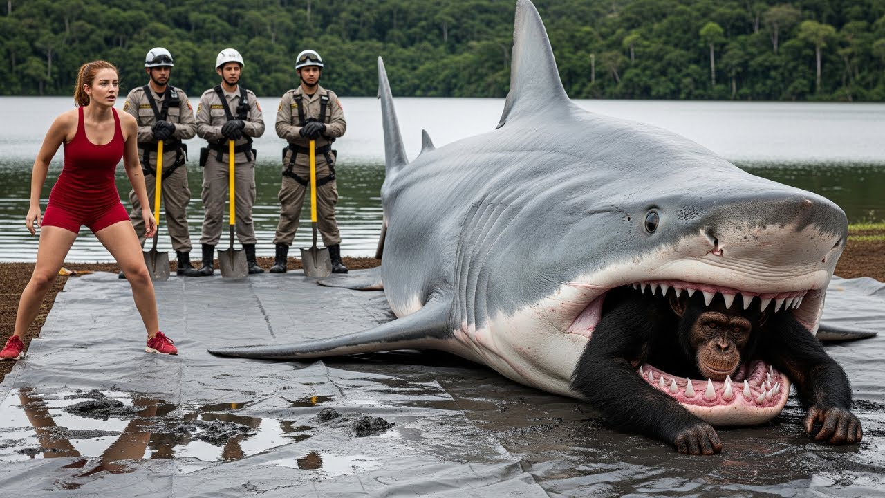 Heroic Rescue Team Saves a Resilient Father Chimpanzee from a Greedy Killer Shark 🦈🛟