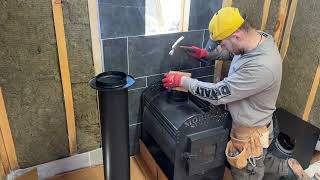 How To Install Chimney Pipe for Wood Stove Through Roof  Sauna Build Full Steps safe & affordable