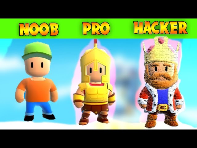 Noob, Pro and Hacker gameplay on Stumble Guys Multiplayer Royale