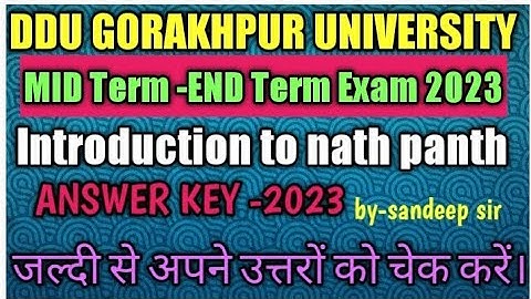 ddu gorakhpur university| introduction to nath panth |answer key 2023 |PHI-100 answer key2023 |