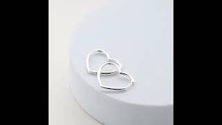 Sterling Silver Heart Hoop Earrings by Philip Jones Jewellery