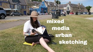 A totally relaxed URBAN SKETCHING session on the coast of Scotland