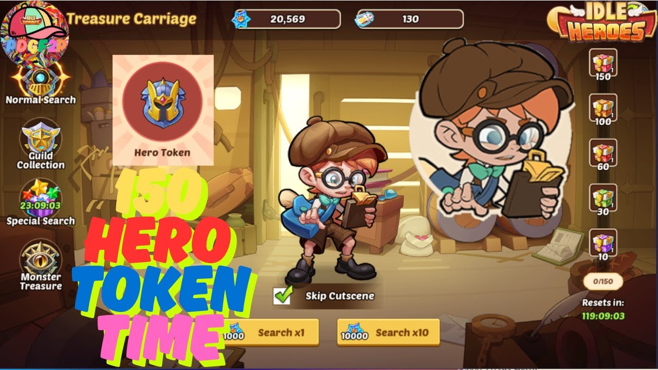 Hero Token treasures on our Old school account Idle Heroes