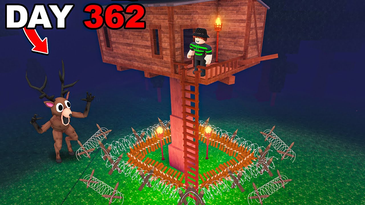 I Survived 1000 Days In The SAFEST TREE HOUSE BASE In 99 Night In The Forest!