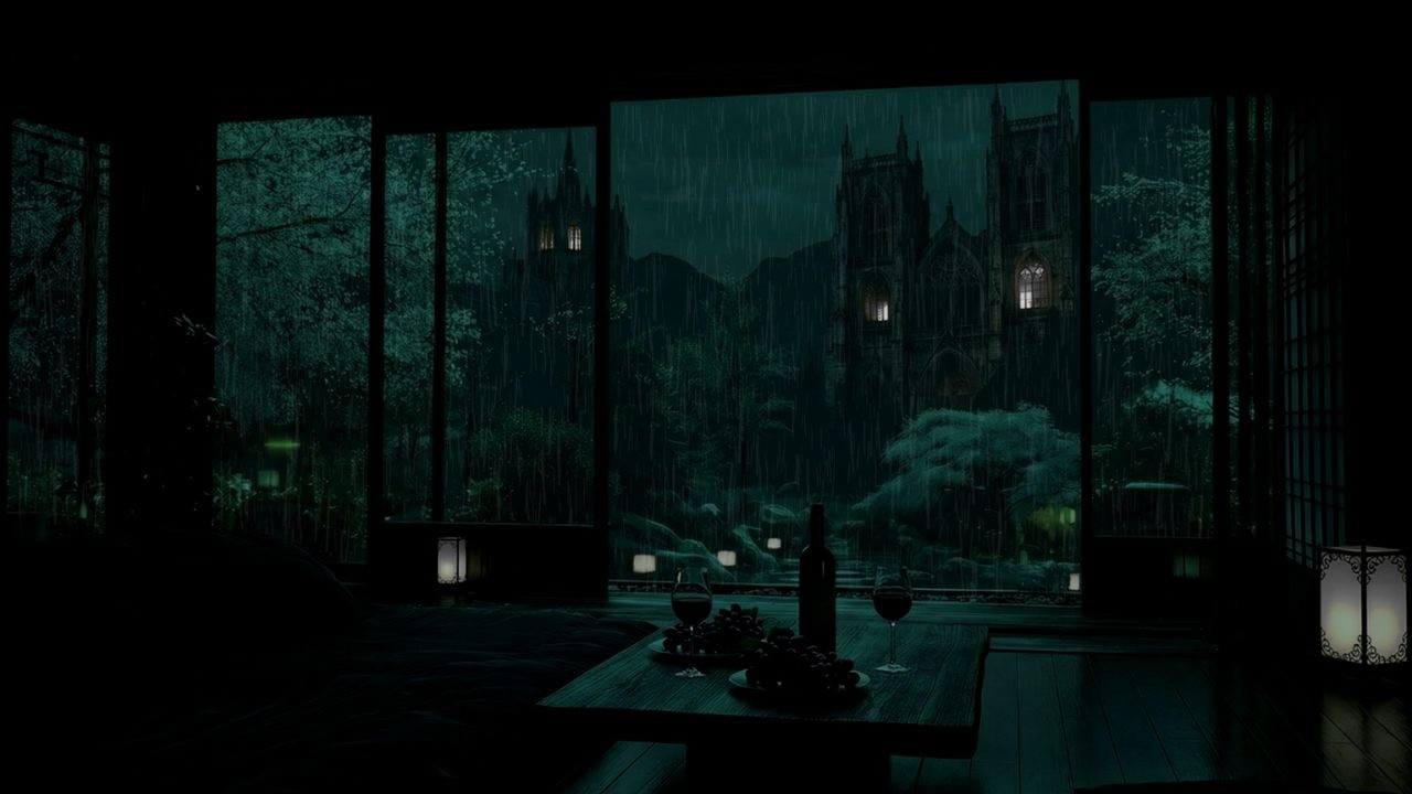 Gentle Rain Sounds in a Dark Bedroom☔Tranquil  Garden Ambience for Deep Sleep☔RAIN SLEEP SOUNDS☔