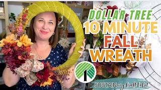 10 Minute and under $10 Dollar Tree Fall Wreath 🍂 Easy DIY Budget Fall Decor!