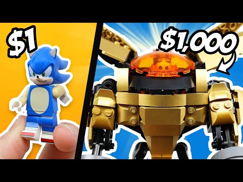 YouTube thumbnail: $1 vs $1000 LEGO SONIC builds!