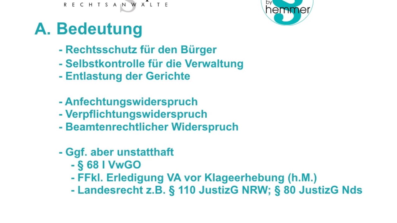 New Widerspruchsverfahren / Vorverfahren