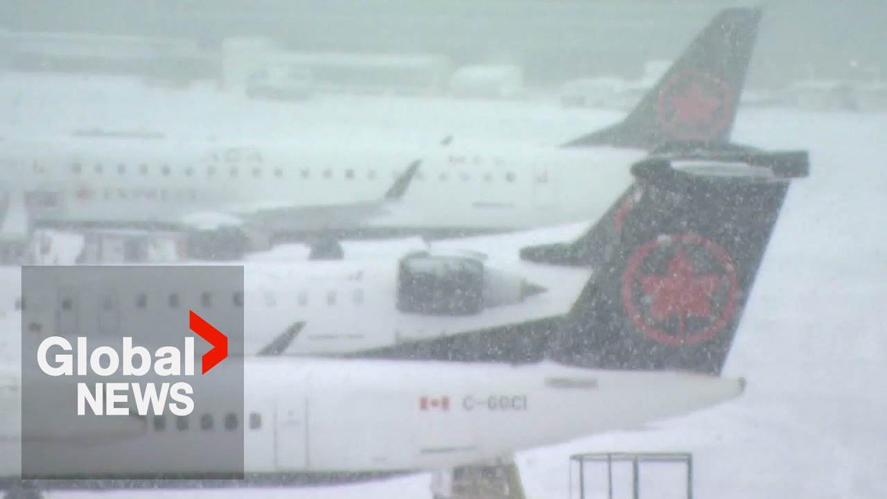 Winter storm forces delay and cancellation of hundreds of flights at Toronto Pearson Airport