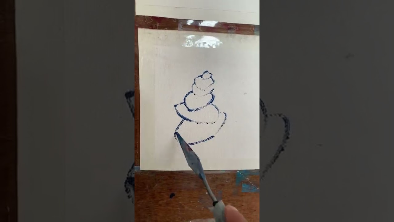 3D stone pile drawing using palette knife 