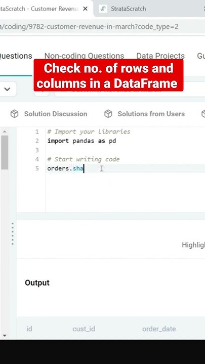 Check the number. of rows and columns in a DataFrame #python #pandas # ...