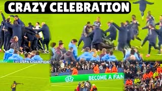 Crazy Celebration Real Madrid Rudiger And players Celebrating with the fans inside Ethihad