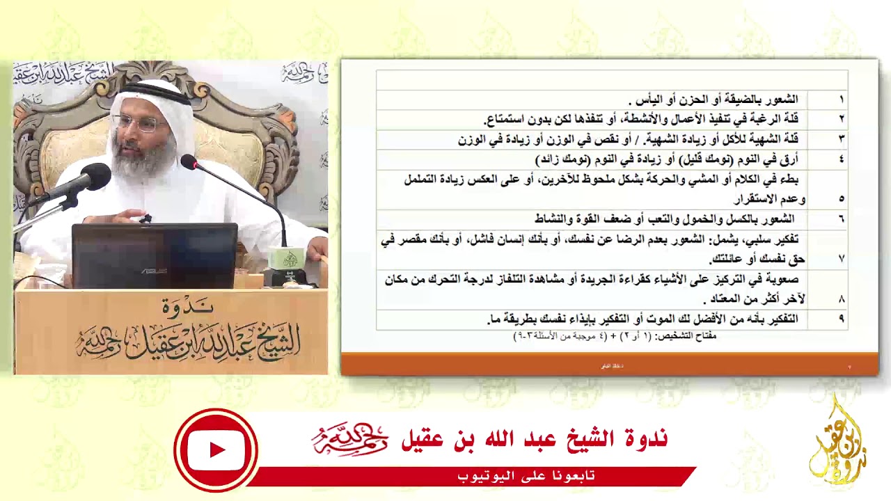 الاضطرابات النفسية الشائعة. مع الدكتور. خالد بن حمد الجابر |ندوة ابن عقيل رحمه الله|