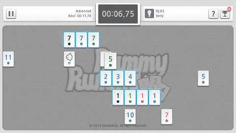 RummyRummy replay: completed the game in Your Lap time is 10.91795 at the Your IQ is 94 diffculty...