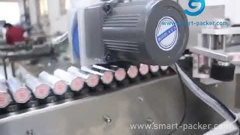 Automatic lipstick lip balm horizontal feeding bottom labeling machine high accuracy video