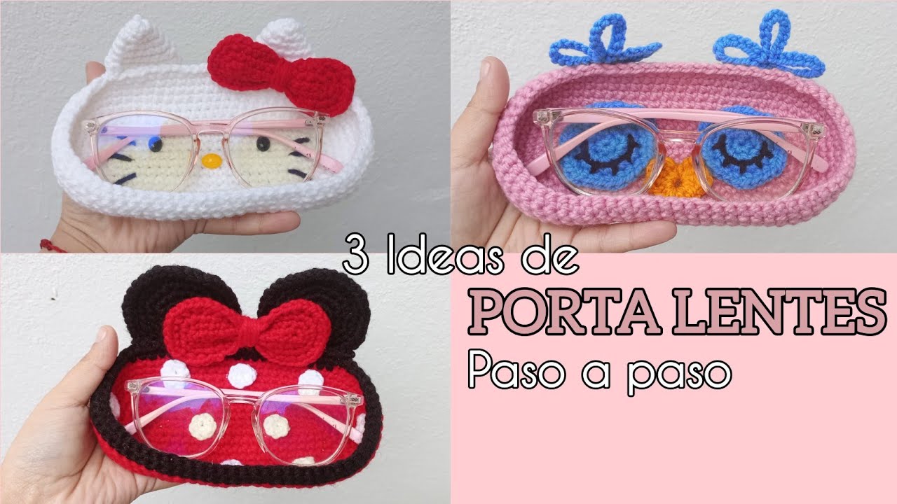 3 Ideas de PORTA LENTES a crochet 🧶✨ GLASSES HOLDER 🤓✨ Paso a paso ❤️
