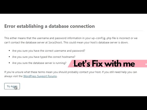 Fix with me, Error Establishing a database connection | Easy method