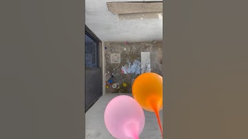 Experiment: Dropping colorful emoji water balloons from a height #experiment #asmr #balloon