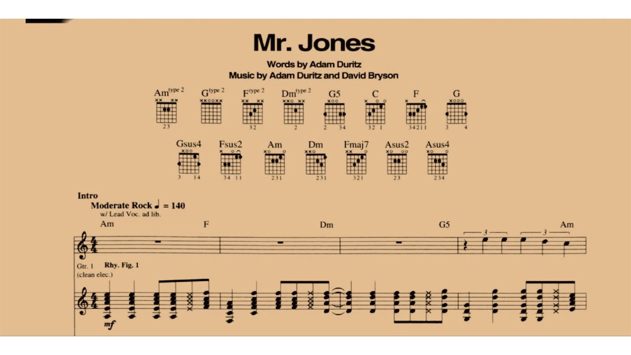 Mr. Jones - Counting Crows | Guitar Lesson With Tab | Guitar Songbook ...