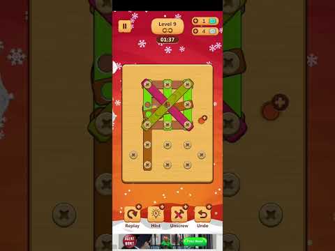 Wood Nuts & Bolts Puzzle - Level 9 || Puzzle Game Level 9 || Nuts and Bolts puzzle🧩 game