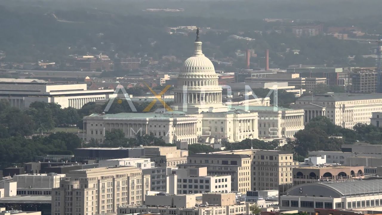 United States Capitol Aerial Stock Footage Videos | AX75_098