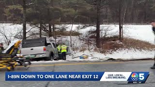 I-89 North down to one lane due to crash