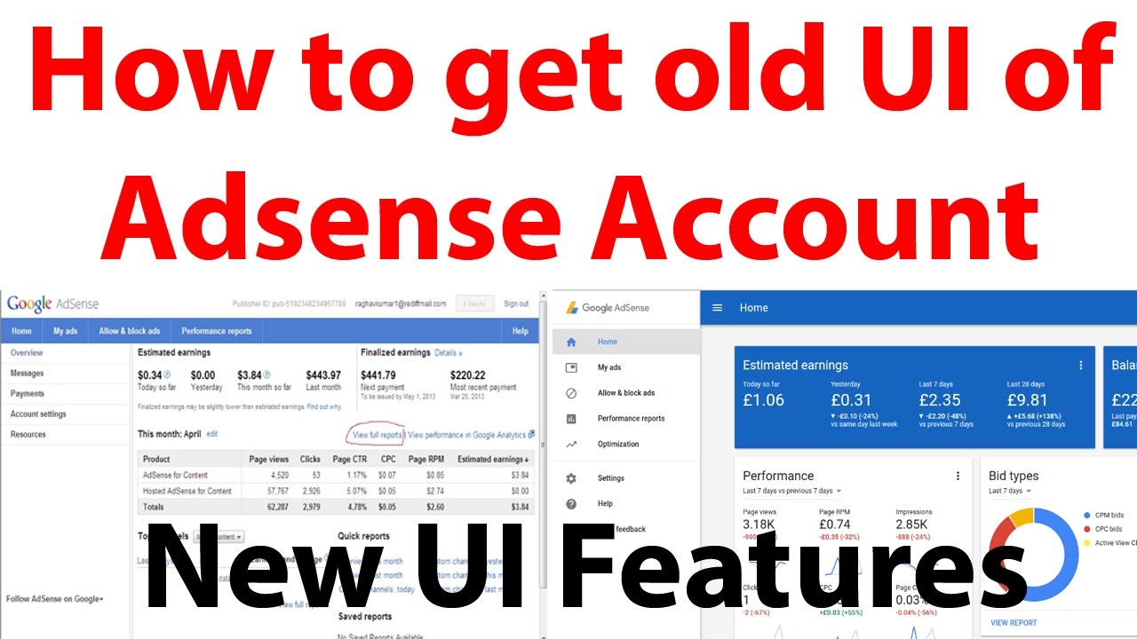 How To Get Back My Old Google Adsense Version | New UI Features - YouTube