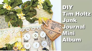 DIY Tim Holtz Junk Journal Mini-Album Folio with Stuffed Pockets