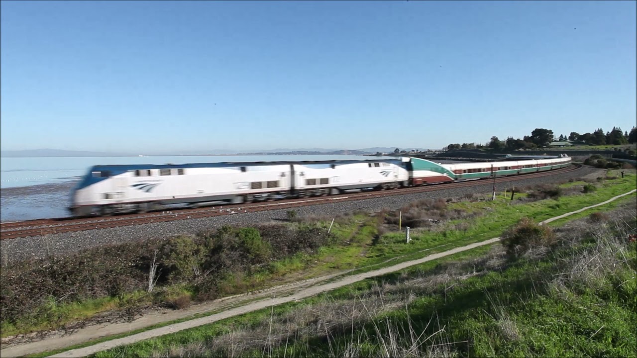 AMTK 129 Talgo 6 Funeral Train at Hercules, CA  March 1, 2021