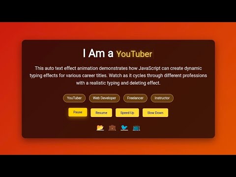 Auto Text Effect Animation using HTML CSS & JavaScript | Typing Text Animation Project