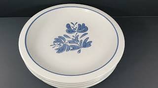 Vintage Pfaltzgraff Yorktowne  Blue Floral Stoneware 10in Dinner Plates